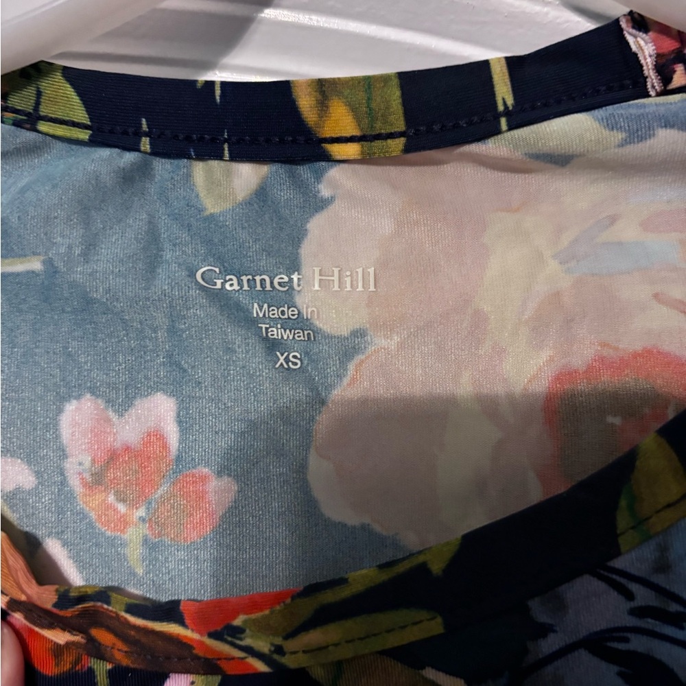 NWT Garnet Hill Navy Floral Long-Sleeve Shirt Swimwear XS - Picture 4 of 9